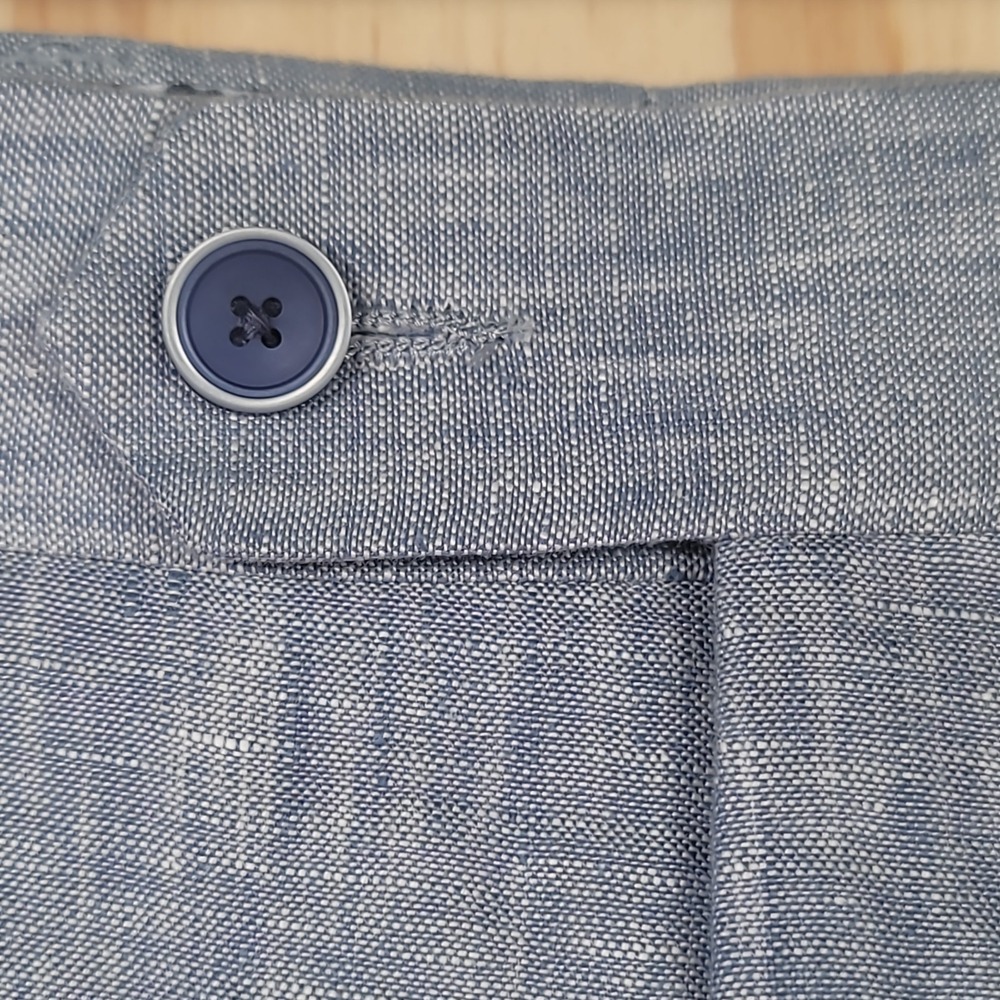 Bar III Dress Pants Mens Size 31x30 Blue 100% Linen Slim Fit Straight Preppy - Picture 3 of 15